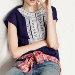 Madewell lightweight embroidered sleeveless peasant top